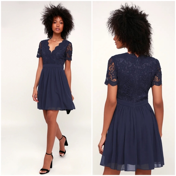 Lulus Dresses & Skirts - Lulu's Lace Bodice Skater Dress, Size M